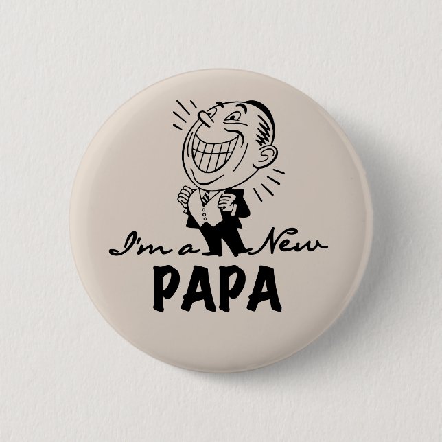New Papa T - Shirt und Geschenke lächeln Button (Vorderseite)