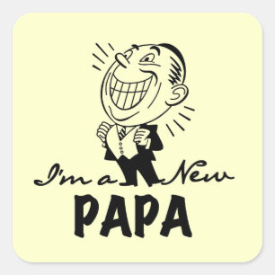 New Papa T - Shirt und Geschenke lächeln Quadratischer Aufkleber