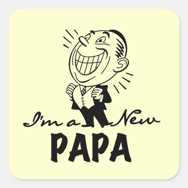 New Papa T - Shirt und Geschenke lächeln Quadratischer Aufkleber (Vorderseite)