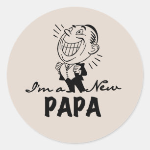 New Papa T - Shirt und Geschenke lächeln Runder Aufkleber