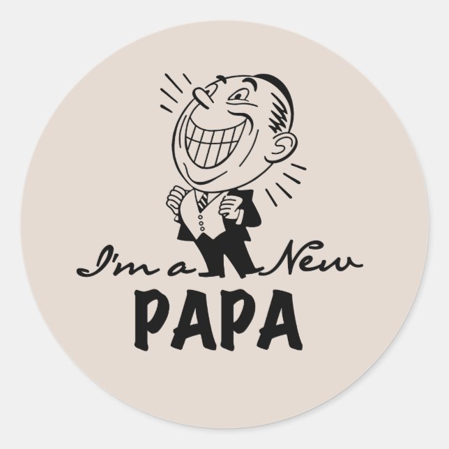 New Papa T - Shirt und Geschenke lächeln Runder Aufkleber (Vorderseite)