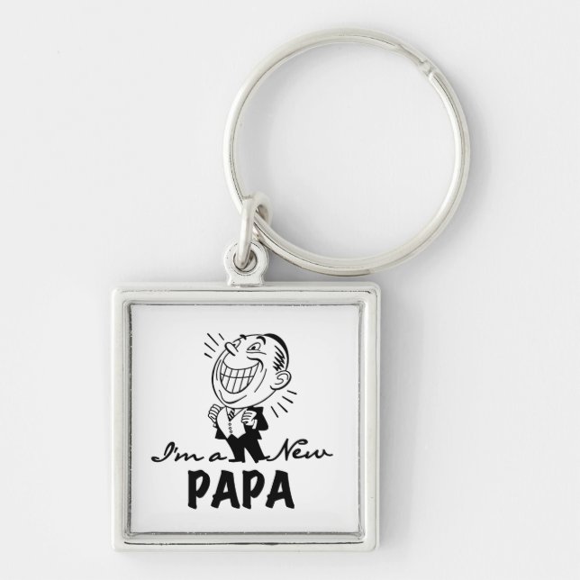New Papa T - Shirt und Geschenke lächeln Schlüsselanhänger (Vorne)