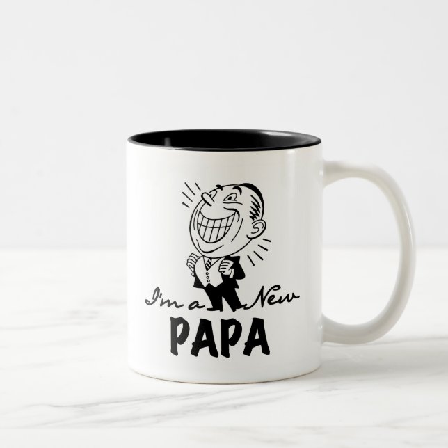 New Papa T - Shirt und Geschenke lächeln Zweifarbige Tasse (Rechts)