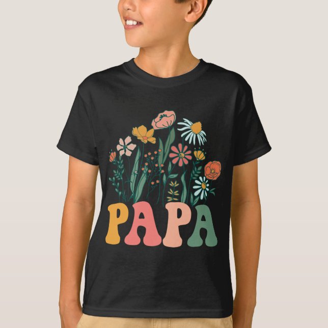 New Papa Wildflower First Birthday &amp; Baby Show T-Shirt (Vorderseite)