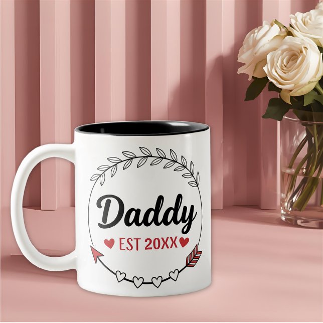 New Parents Daddy Personalized established year Zweifarbige Tasse (Von Creator hochgeladen)