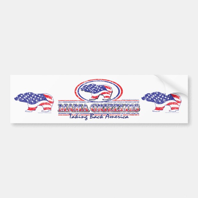 NEW-Patriotic-Grizzly Autoaufkleber (Vorne)