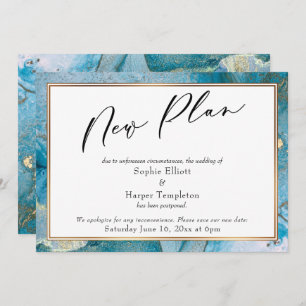 "New Plan" Aquamarin & Gold Tinte Hochzeitskarte a Einladung