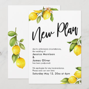 New Plan Aquarell Zitronen Verschobene Hochzeitska Einladung