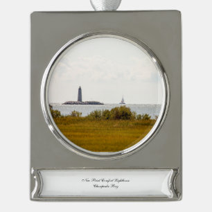New Point Comfort Lighthouse Banner-Ornament Silber