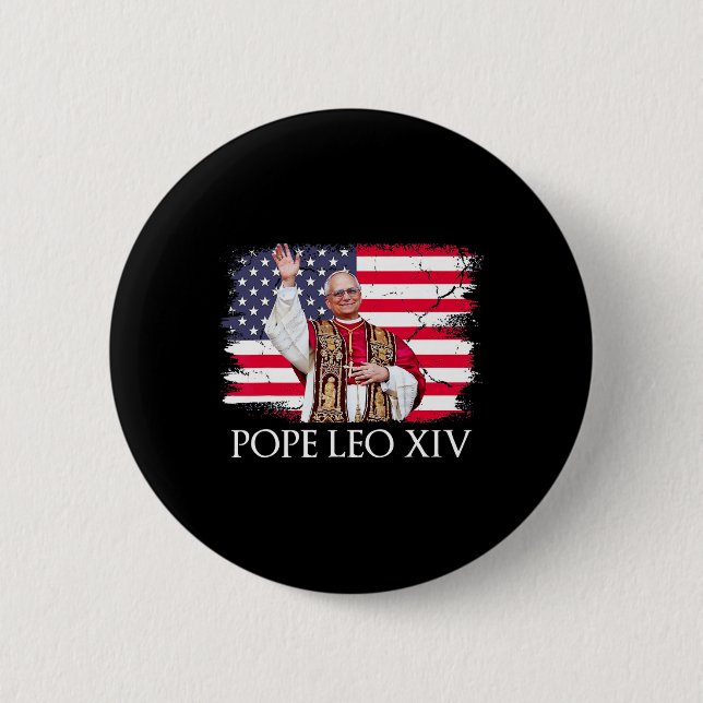 New Pope Leo Xiv Robert American Flag Button (Vorderseite)