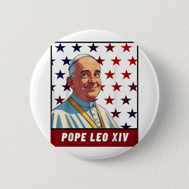 New Pope Leo Xiv Robert American Flag Button (Vorderseite)