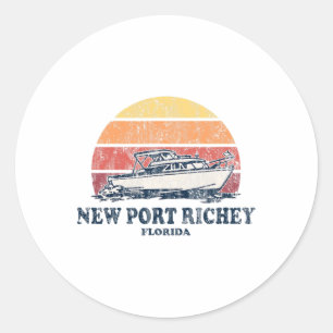 New Port Richey Fl Vintag Bootfahren 70er Retro Bo Runder Aufkleber