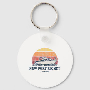 New Port Richey Fl Vintagebootfahren 70er Retro-Bo Schlüsselanhänger