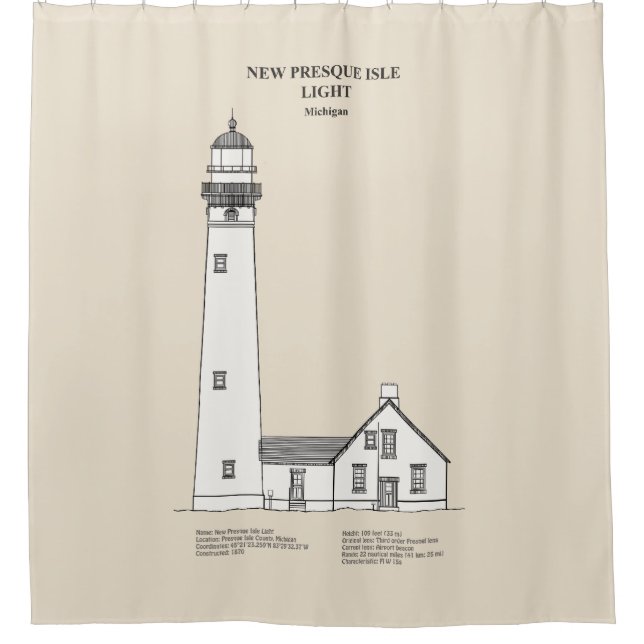 New Presque Isle Lighthouse - Michigan - SBD Duschvorhang (Vorderseite)