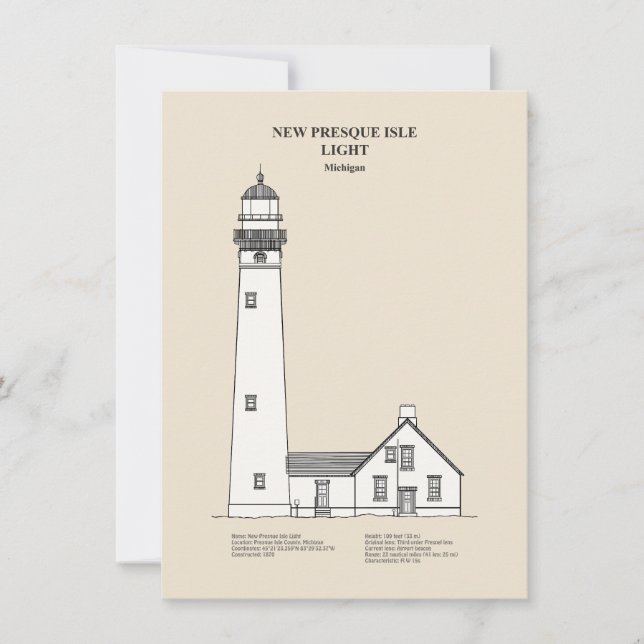 New Presque Isle Lighthouse - Michigan - SBD Mitteilungskarte (Vorderseite)