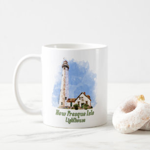 New Presque Isle Lighthouse Watercolor - Michigan Kaffeetasse