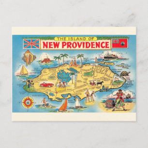 New Providence Bahamas Map Postkarte