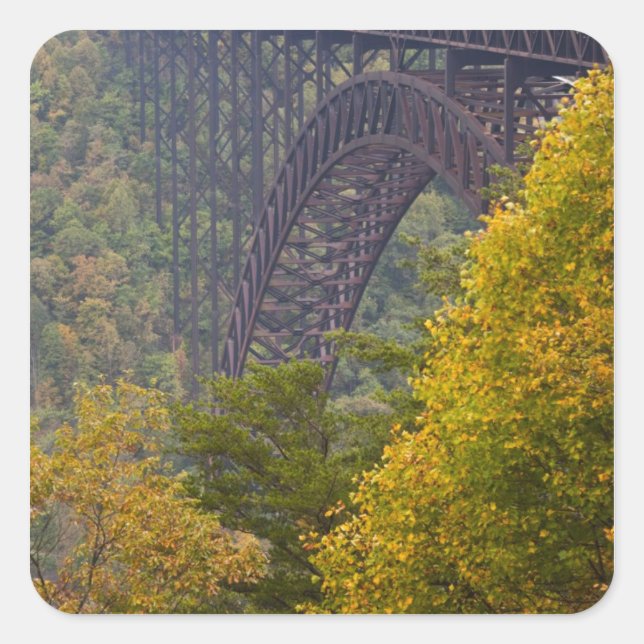 New River Gorge Bridge, New River Gorge Quadratischer Aufkleber (Vorderseite)