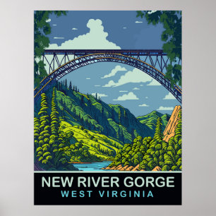 New River Gorge, Brücke, WV, Reise Poster