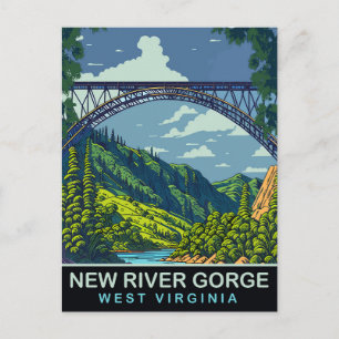 New River Gorge, Brücke, WV, Reise Postkarte