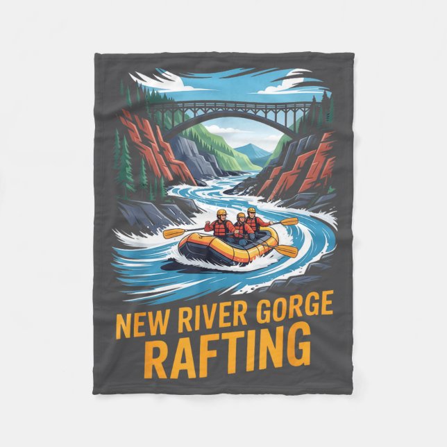 New River Gorge Flossfahrt Whitewater Kayak Outdoo Fleecedecke (Vorderseite)