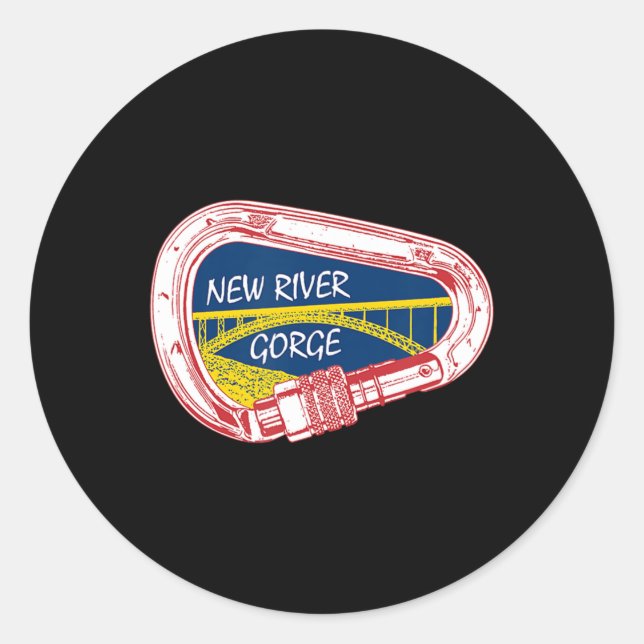 New River Gorge Klettern Carabiner Runder Aufkleber (Vorderseite)