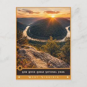New River Gorge National Park Antik Postkarte
