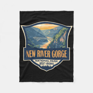 New River Gorge National Park Illustration Retro B Fleecedecke