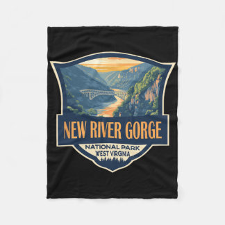 New River Gorge National Park Illustration Retro B Fleecedecke