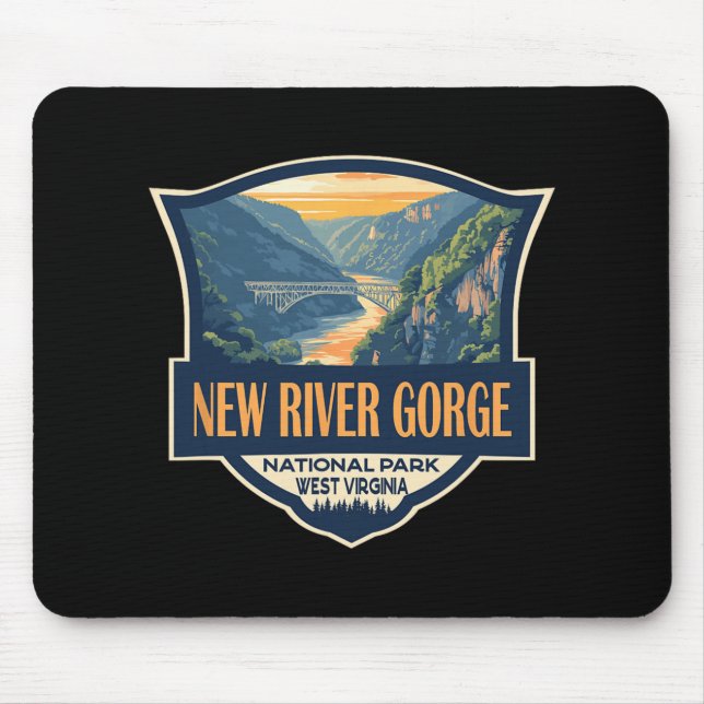 New River Gorge National Park Illustration Retro B Mousepad (Vorne)