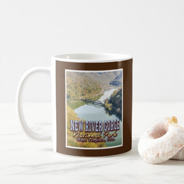 NEW RIVER GORGE NATIONAL PARK - WESTVIRGINIA USA KAFFEETASSE (Mit Donut)
