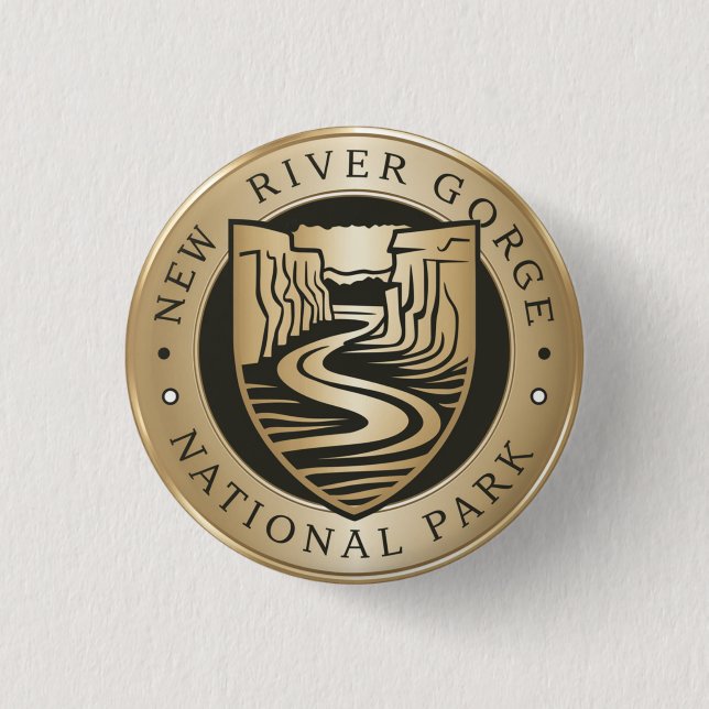 New River Gorge Nationalpark Golden Emblem Button (Vorderseite)