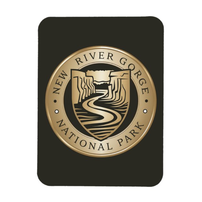 New River Gorge Nationalpark Golden Emblem Magnet (Vertikal)