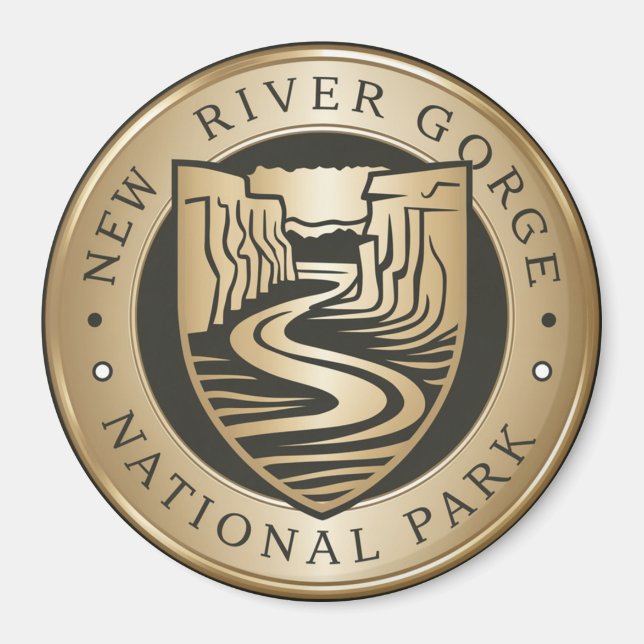 New River Gorge Nationalpark Golden Emblem Magnet (Vorne)