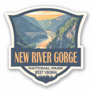 New River Gorge Nationalpark Illustration Retro Aufkleber