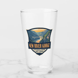 New River Gorge Nationalpark Illustration Retro Glas