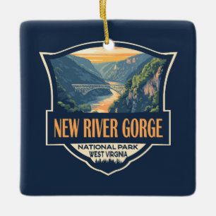 New River Gorge Nationalpark Illustration Retro Keramikornament