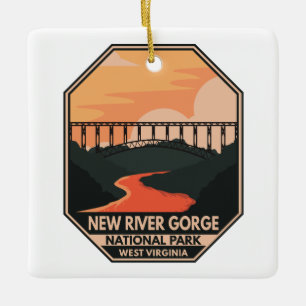 New River Gorge Nationalpark Minimal Retro Emblem Keramikornament