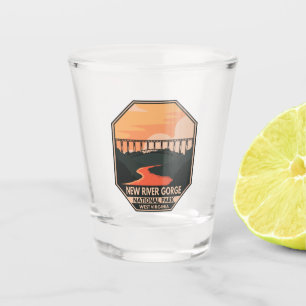 New River Gorge Nationalpark Minimal Retro Emblem Schnapsglas