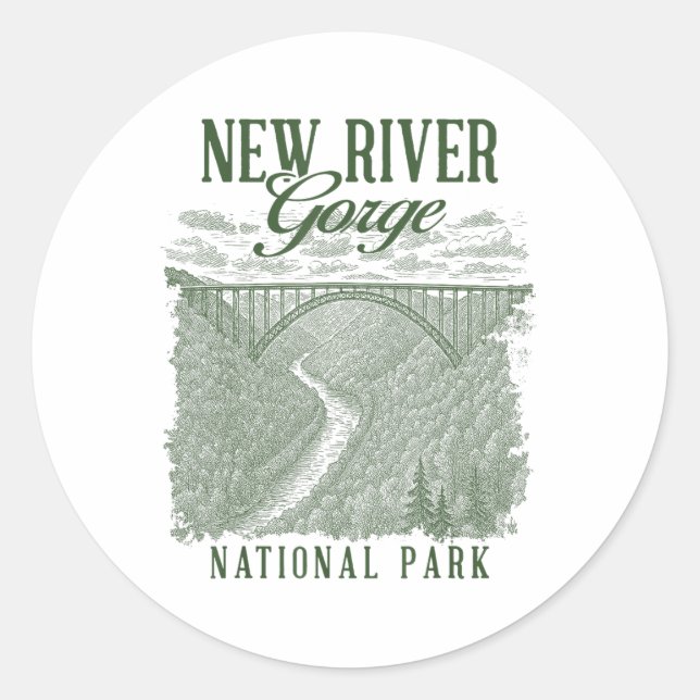 New River Gorge Nationalpark Reisen durch die Natu Runder Aufkleber (Vorderseite)