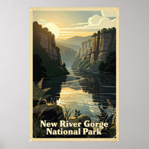 New River Gorge Nationalpark Retro Poster