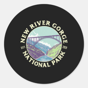 New River Gorge Nationalpark und Schutzgebiet WV W Runder Aufkleber