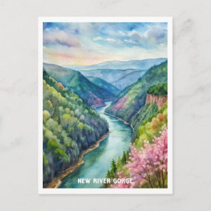 New River Gorge Nationalpark Wasserfarben Malerei Postkarte