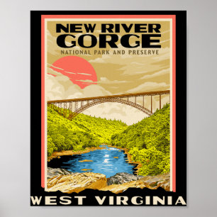 New River Gorge Nationalpark West Virginia Rafting Poster