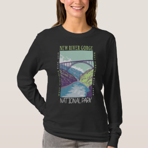 New River Gorge Nationalparkbrücke Distressed Vi T-Shirt