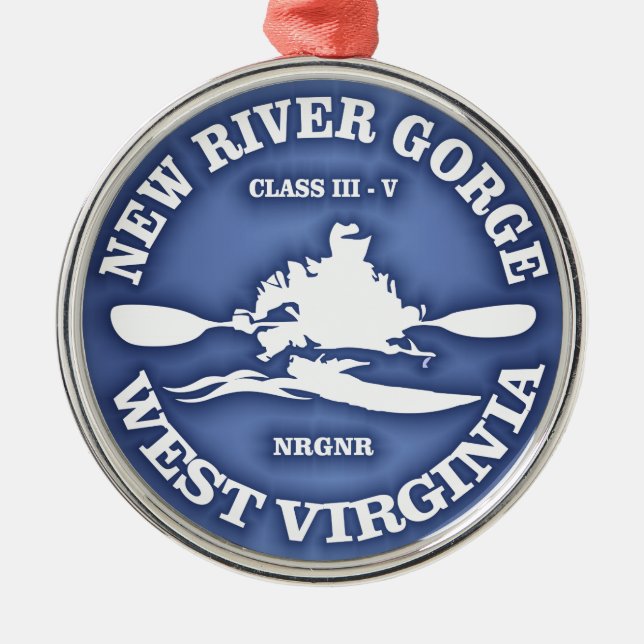 New River Gorge Silbernes Ornament (Vorne)