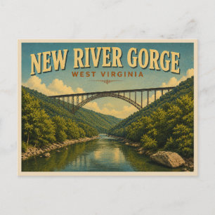 New River Gorge Vintage Reise Postkarte