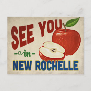 New Rochelle New York Apple - Vintage Travel Postkarte