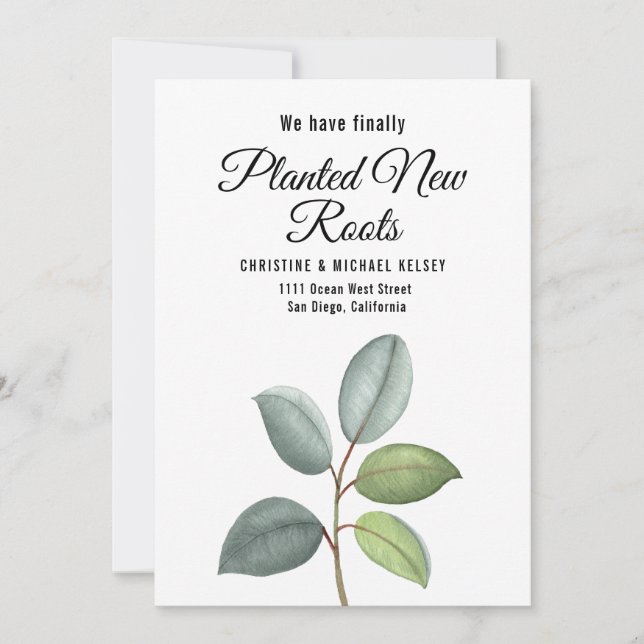 New Roots Planted New Home Moving Flat  Ankündigung (Vorderseite)