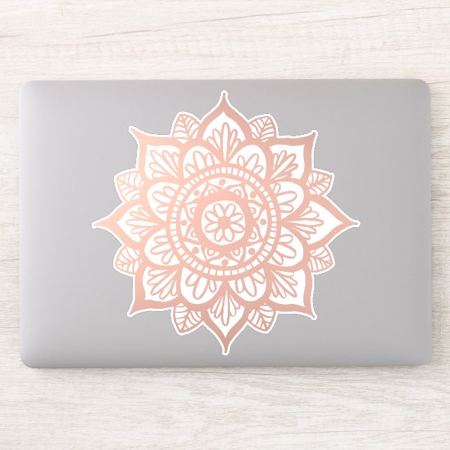 New Rose Gold Mandala Aufkleber (Computer)